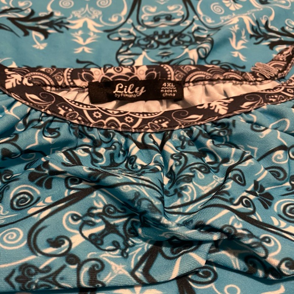 NWOT Teal and Black Damask Yoke Dress. - Picture 3 of 3